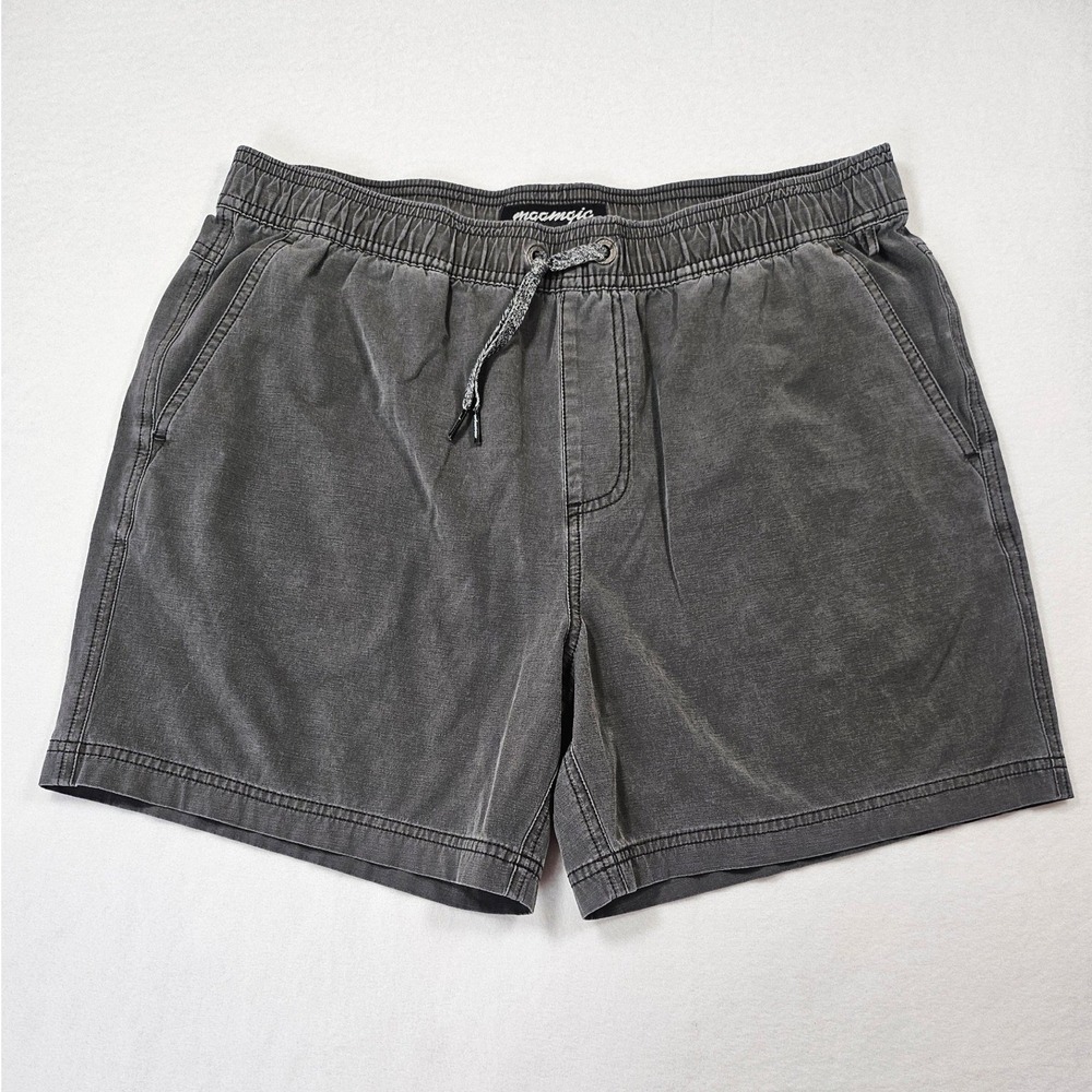 Maamgic Mens Faded Charcoal Gray Elastic Waist Drawstring Casual Shorts Size L